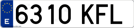 Ejemplo de matrícula de coche ordinaria 6310 KFL
