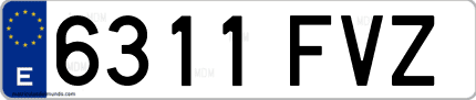 Ejemplo de matrícula de coche ordinaria 6311 FVZ