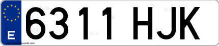 Ejemplo de matrícula de coche ordinaria 6311 HJK