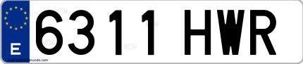 Ejemplo de matrícula española 6311 HWR