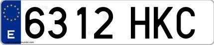 Ejemplo de matrícula española 6312 HKC