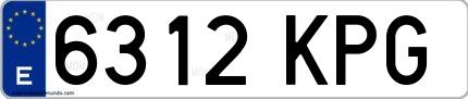 Ejemplo de matrícula española 6312 KPG