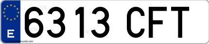 Ejemplo de matrícula de coche ordinaria 6313 CFT