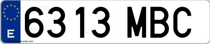 Ejemplo de matrícula española 6313 MBC