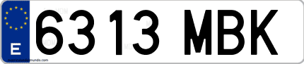 Ejemplo de matrícula de coche ordinaria 6313 MBK