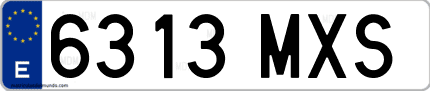 Ejemplo de matrícula de coche ordinaria 6313 MXS