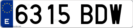 Ejemplo de matrícula de coche ordinaria 6315 BDW