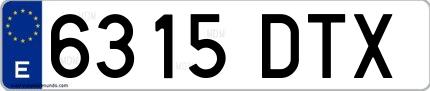Ejemplo de matrícula española 6315 DTX