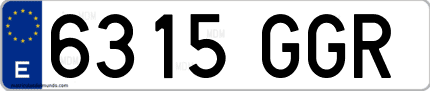 Ejemplo de matrícula de coche ordinaria 6315 GGR