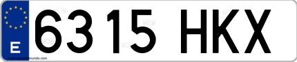Ejemplo de matrícula de coche ordinaria 6315 HKX