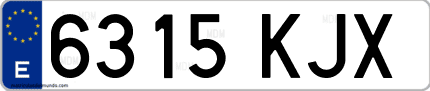 Ejemplo de matrícula de coche ordinaria 6315 KJX