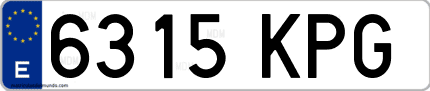 Ejemplo de matrícula de coche ordinaria 6315 KPG