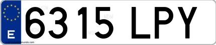 Ejemplo de matrícula española 6315 LPY