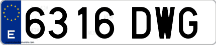 Ejemplo de matrícula de coche ordinaria 6316 DWG