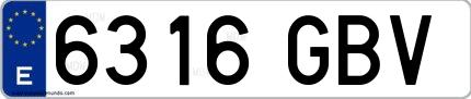 Ejemplo de matrícula española 6316 GBV