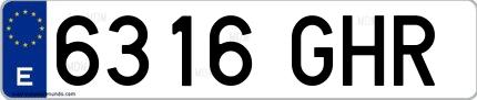 Ejemplo de matrícula española 6316 GHR