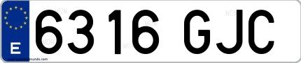 Ejemplo de matrícula española 6316 GJC