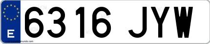 Ejemplo de matrícula española 6316 JYW