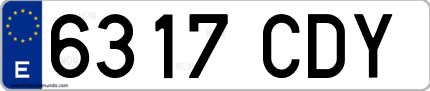 Ejemplo de matrícula de coche ordinaria 6317 CDY