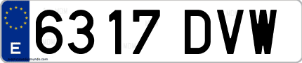 Ejemplo de matrícula de coche ordinaria 6317 DVW