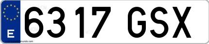 Ejemplo de matrícula española 6317 GSX