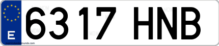 Ejemplo de matrícula de coche ordinaria 6317 HNB