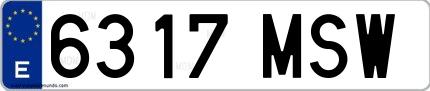 Ejemplo de matrícula española 6317 MSW
