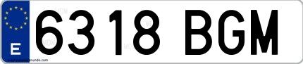 Ejemplo de matrícula española 6318 BGM
