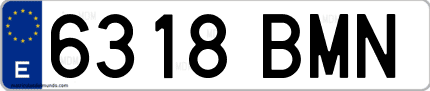 Ejemplo de matrícula de coche ordinaria 6318 BMN