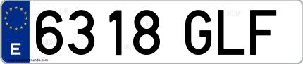 Ejemplo de matrícula española 6318 GLF