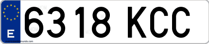 Ejemplo de matrícula de coche ordinaria 6318 KCC
