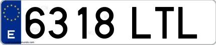 Ejemplo de matrícula española 6318 LTL