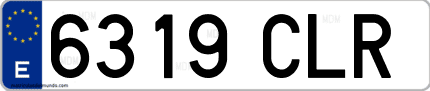 Ejemplo de matrícula de coche ordinaria 6319 CLR