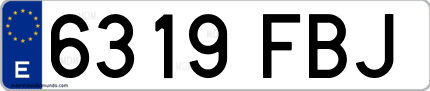 Ejemplo de matrícula de coche ordinaria 6319 FBJ