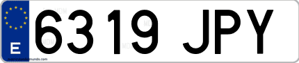 Ejemplo de matrícula de coche ordinaria 6319 JPY