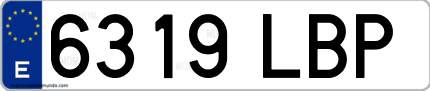 Ejemplo de matrícula de coche ordinaria 6319 LBP