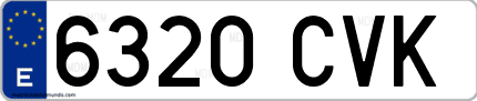 Ejemplo de matrícula de coche ordinaria 6320 CVK