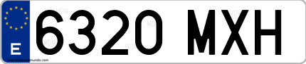 Ejemplo de matrícula de coche ordinaria 6320 MXH