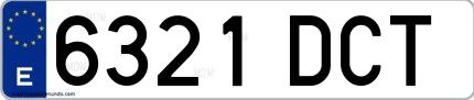Ejemplo de matrícula española 6321 DCT