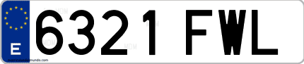 Ejemplo de matrícula de coche ordinaria 6321 FWL