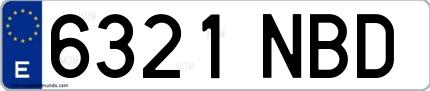Ejemplo de matrícula española 6321 NBD