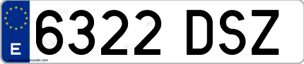 Ejemplo de matrícula de coche ordinaria 6322 DSZ