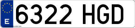 Ejemplo de matrícula de coche ordinaria 6322 HGD
