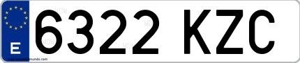 Ejemplo de matrícula española 6322 KZC