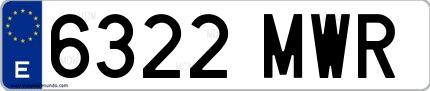 Ejemplo de matrícula española 6322 MWR