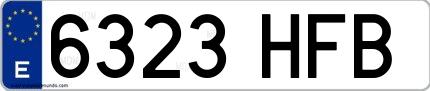 Ejemplo de matrícula española 6323 HFB