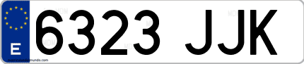 Ejemplo de matrícula de coche ordinaria 6323 JJK