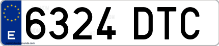 Ejemplo de matrícula de coche ordinaria 6324 DTC