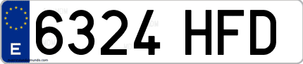 Ejemplo de matrícula de coche ordinaria 6324 HFD