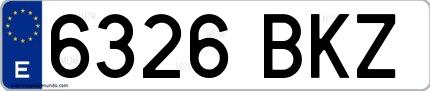 Ejemplo de matrícula española 6326 BKZ
